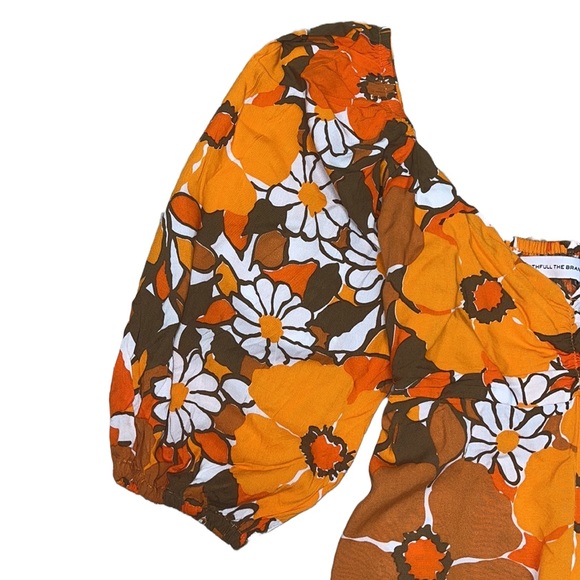 Faithfull The Brand Martine Mini Dress in Orange Isola Floral Boho Retro Size 6 - Picture 3 of 15